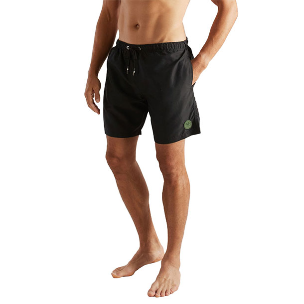 Herren-Badeshorts mit Elastbund , schwarz