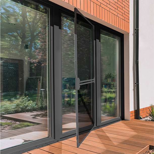 easymaxx Porte battante télescopique anti-insectes, magnétique , anthracite