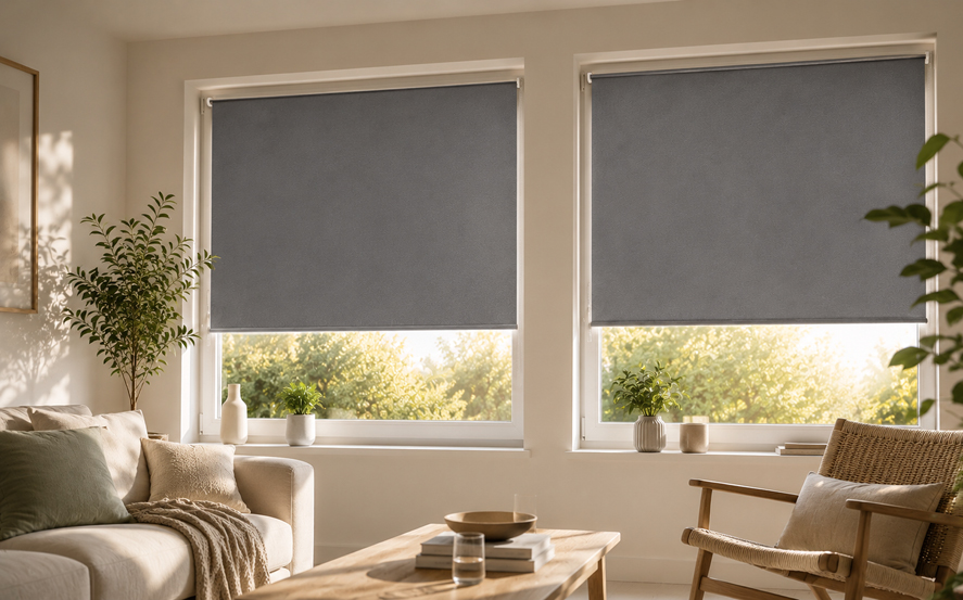 Gardinia Sonnenschutz Uni Thermo Klemmrollo mit Energiespareffekt , anthrazit