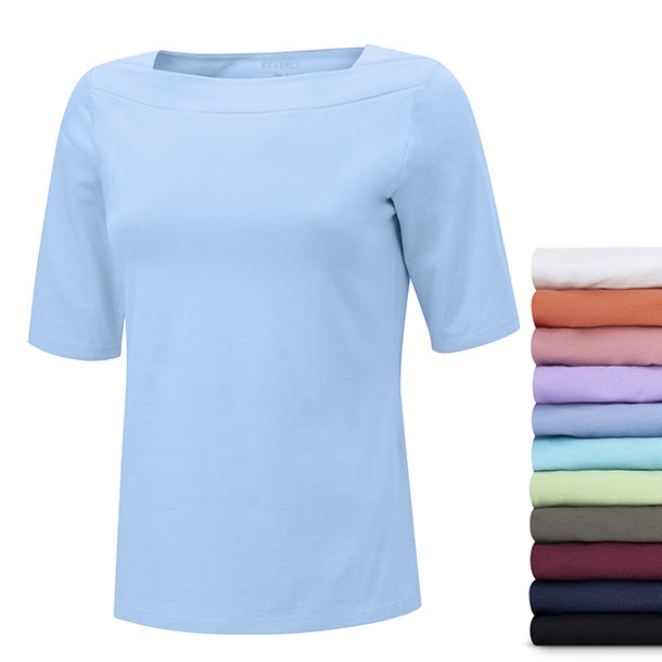 Beverly Uni Shirt Damen mit Karree-Ausschnitt , hellblau